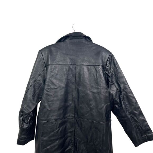 Canyon Outback Mens Lamb Leather Jacket Collared Button Pockets Black Sz L - Picture 5 of 5